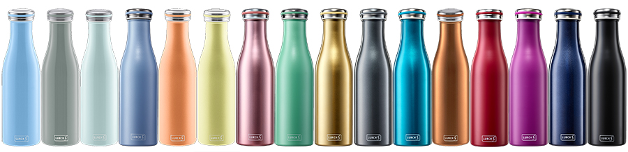 láhve v různých barvách